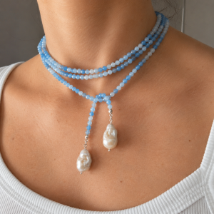 Naszyjnik Linie Sky – choker z akwamarynu – ito