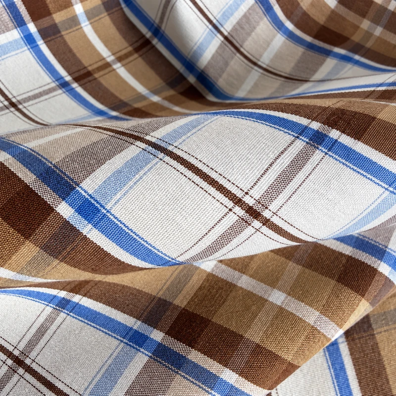 Detal Collar Scarf Todi – wielokolorowa krata w brązie, beżu i błękicie