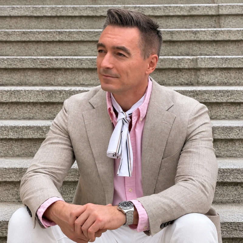 Collar Scarf Lerici – elegancka apaszka męska w paski noszona pod szyją